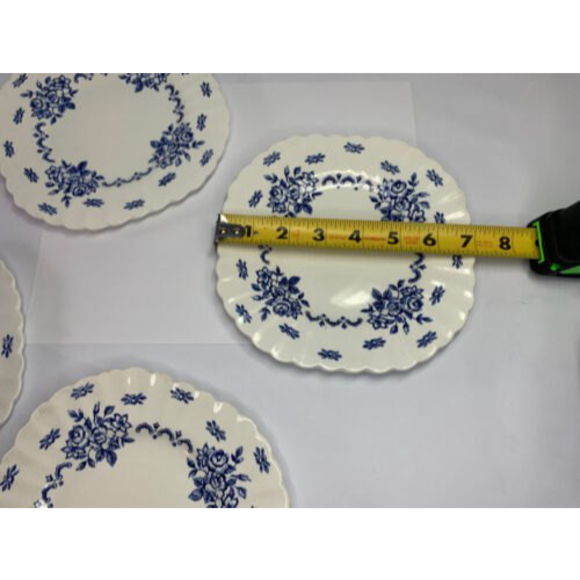 Vintage English Staffordshire Dessert Plates 4 Classic Blue White "Chatsworth" - Picture 10 of 11